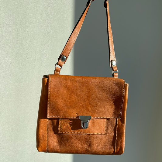 Tan crossbody w/ silver closure -sample