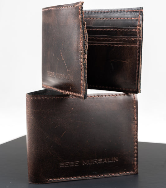 Distressed bi-fold wallet