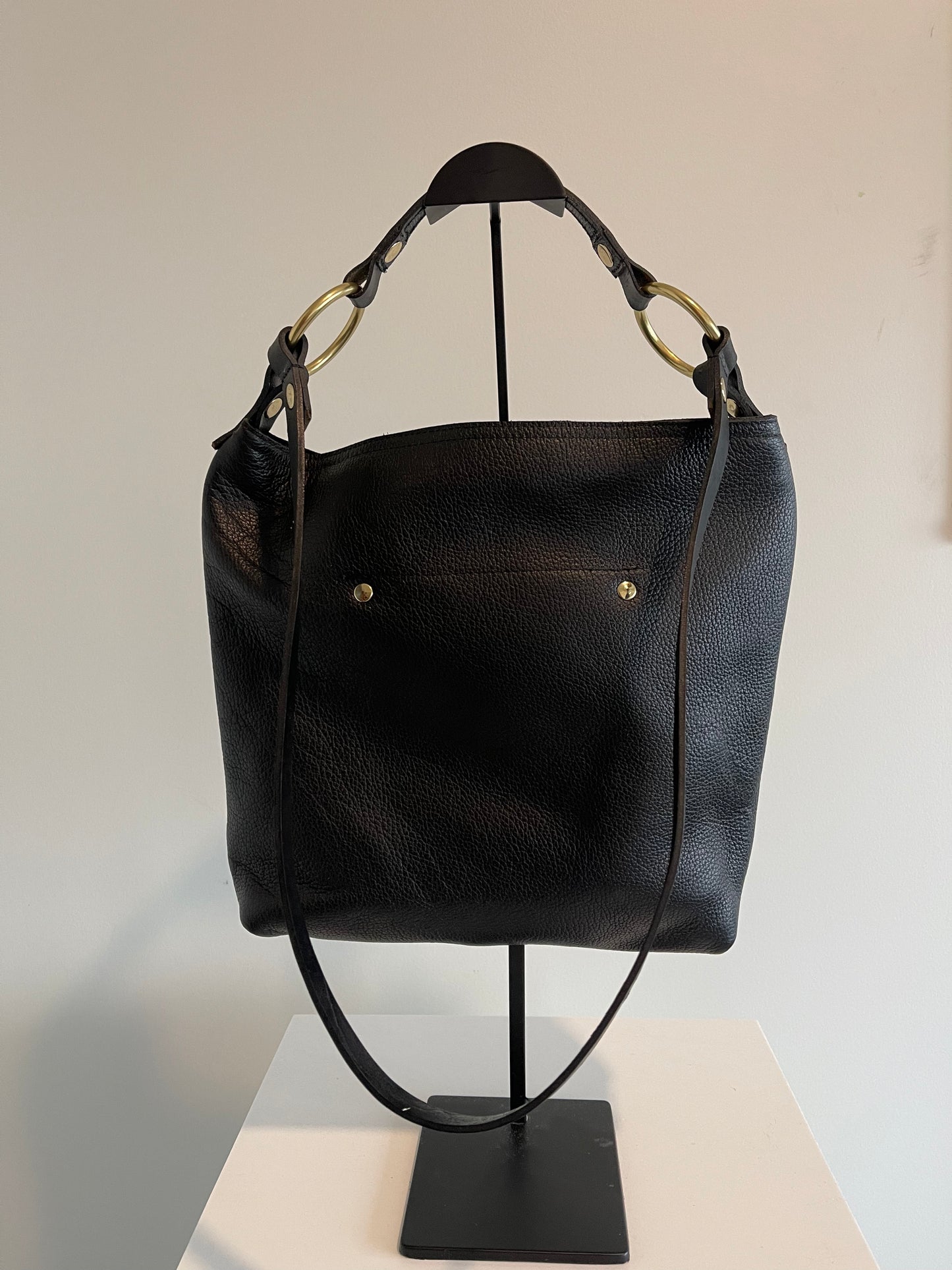 Black Two Ring Shoulder Bag