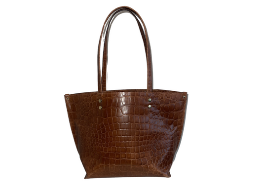 Crocodile Embossed Leather Tote