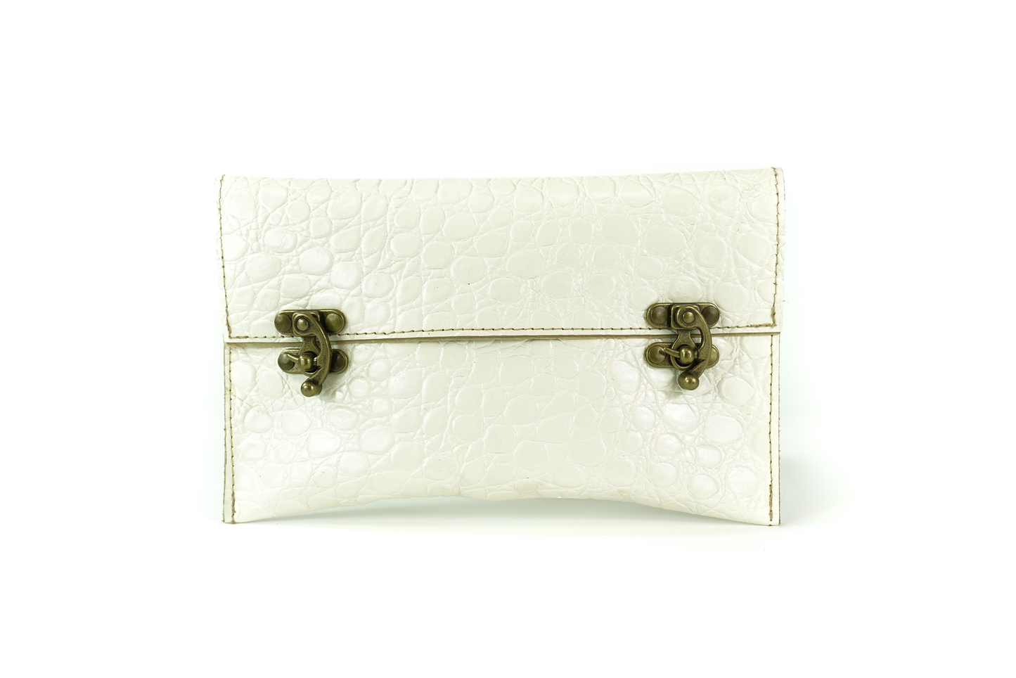 Crocodile Embossed Leather Clutch