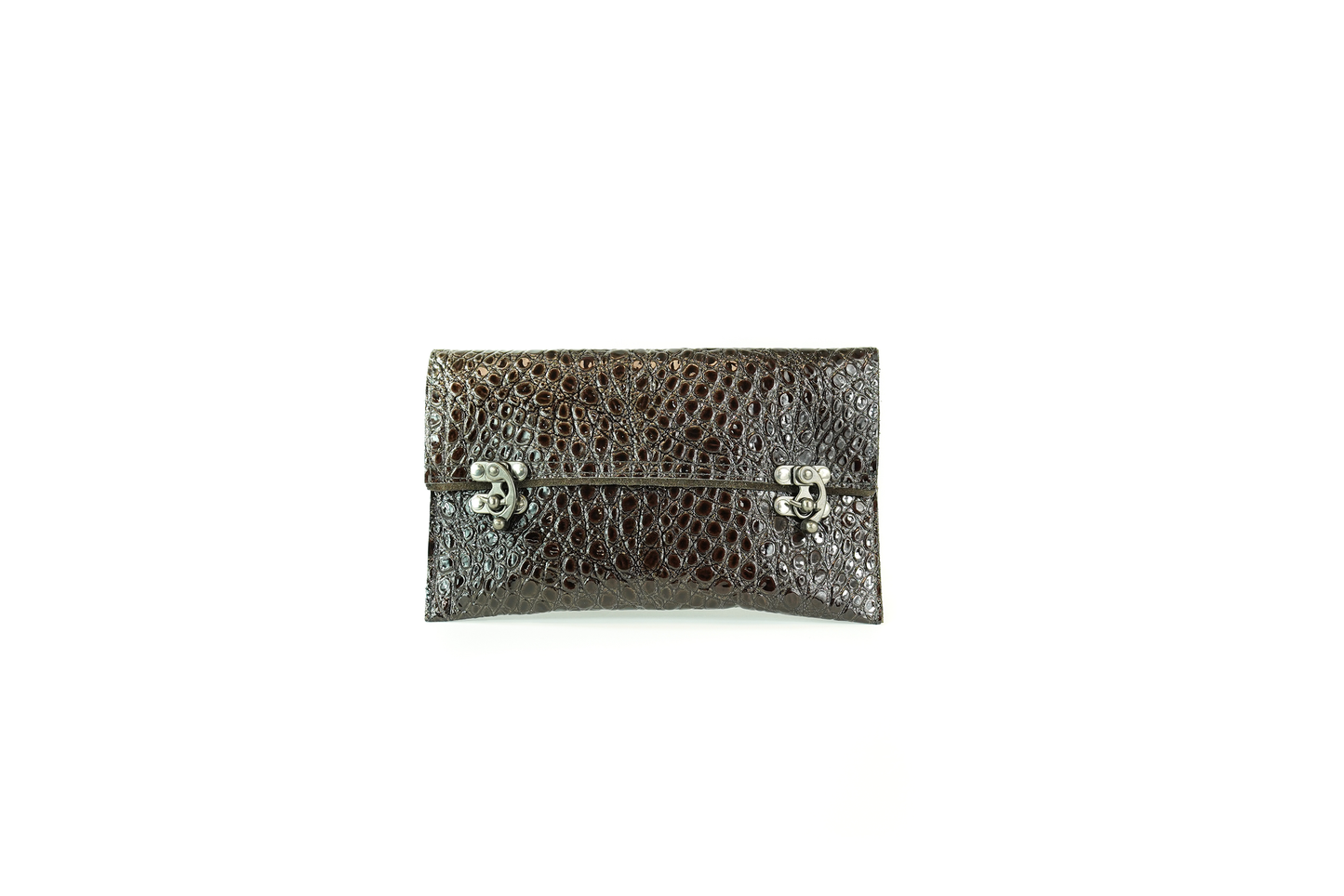Crocodile Embossed Leather Clutch